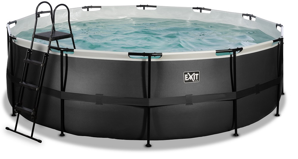 EXIT Frame Zwembad - Black Leather - ø 450 x 122 cm - met Cartridge Filterpomp - Zwart