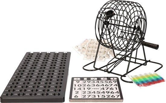 Bingomolen 20 cm - zwart metaal - met 75 Bingo Ballen - Korf 13,5 cm