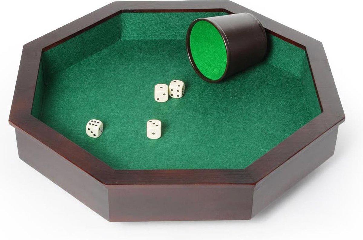 Luxe Dobbelpiste - Dobbelbak - Pitjesbak - 38 cm met dobbelbeker scoreblok en dobbelstenen - bundelpakket