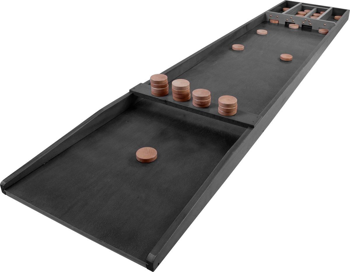 Longfield Sjoelbak Advanced - Black Limited Edition - 200 cm Wedstrijdsjoelbak - met 30 Sjoelstenen 