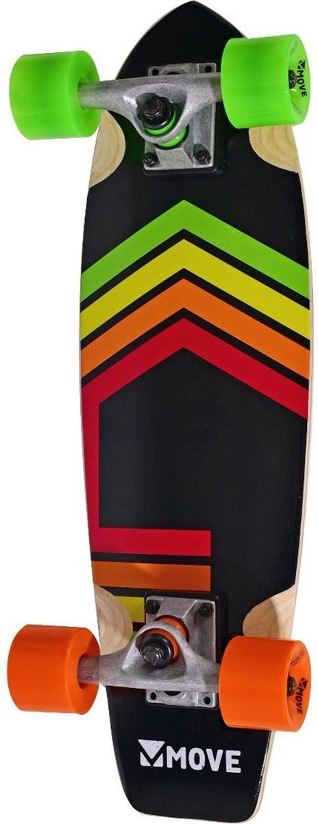 Move Skateboard Cruiser Neon - 23 Inch - 59 cm - Hout - Zwart / Oranje / Groen