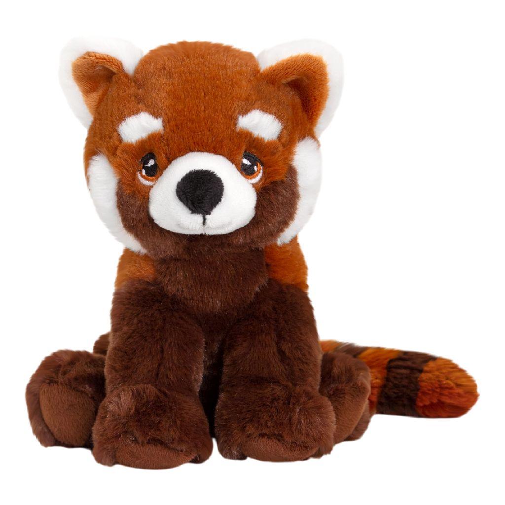 Keel Toys Knuffel pluche - rode Panda knuffeldier - rood/wit - zittend - 18 cm