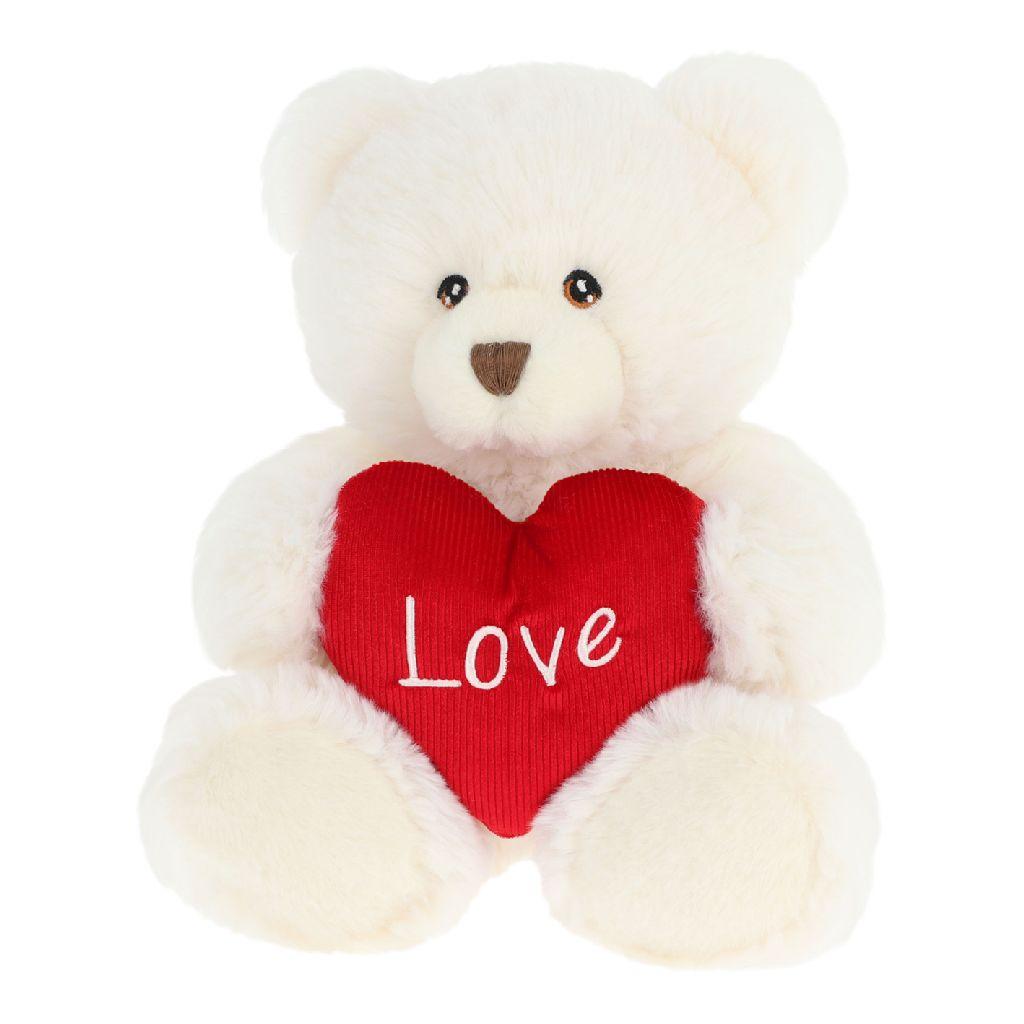 Keel Toys Knuffel Pluche - créme Beer hartje 30cm