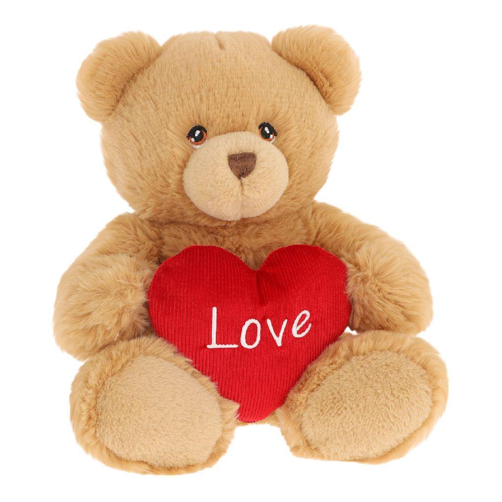 Keel Toys Knuffel Pluche - Bruine beer hartje 30cm