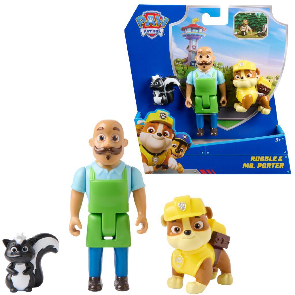 PAW Patrol - Speelfigurenset met 3 verzamelfiguren van Rubble, Meneer Porter en stinkdier