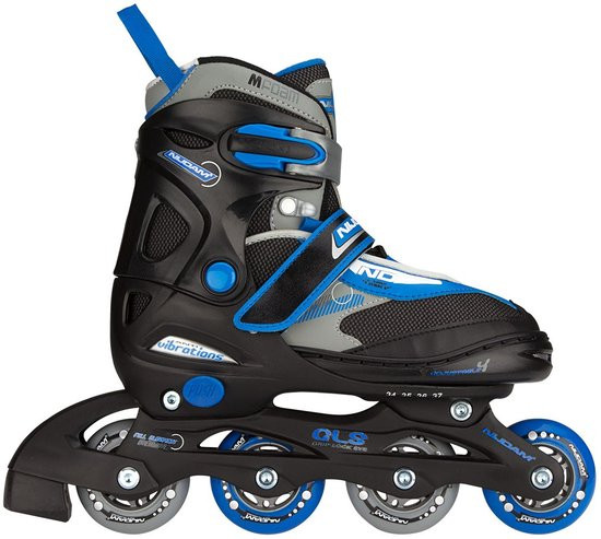 Nijdam Inline Skates - Skeelers - Zwart / Blauw - Verstelbaar - Maat 30-33