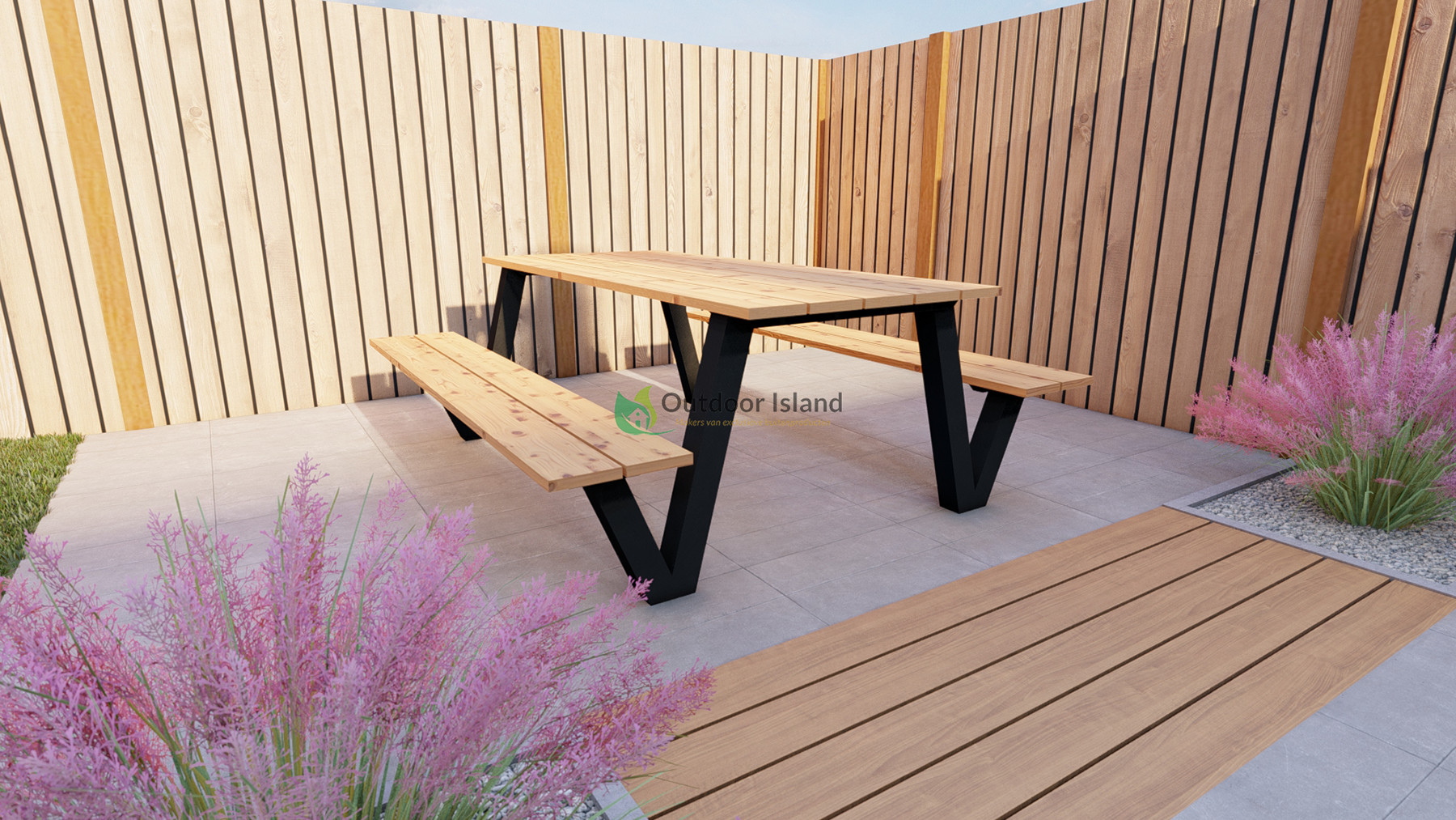 Outdoor-Island Lounge Picknicktafel - Model W - 250 cm