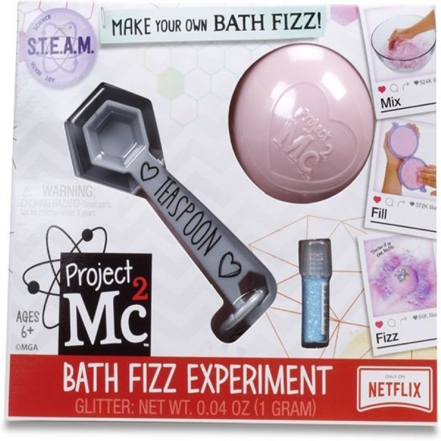 Project Mc2 S.T.E.A.M.- Bath Fizz Experiment - Maak je eigen Bruisbal - Roze
