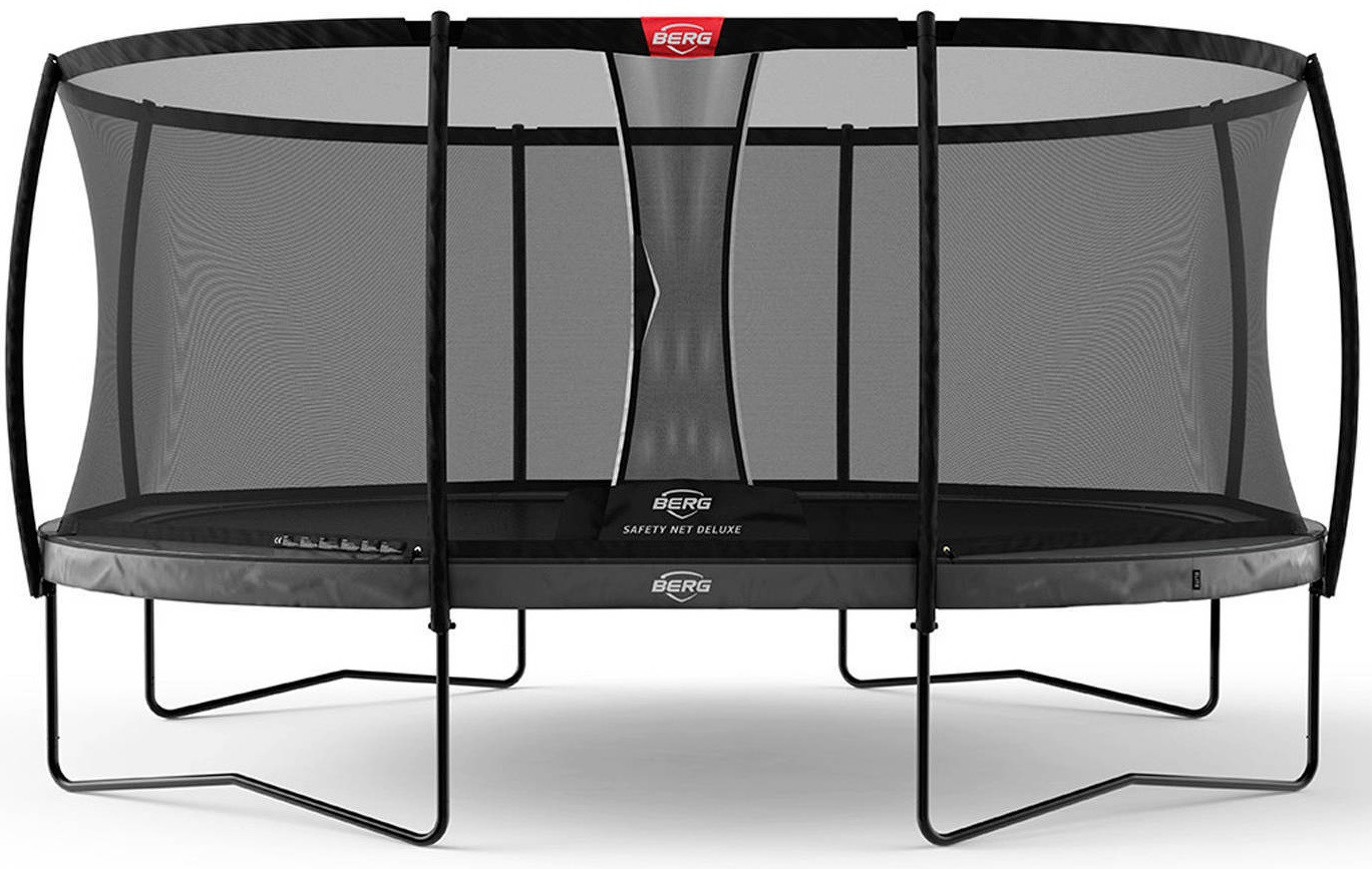 BERG Trampoline Grand Elite met Veiligheidsnet - Safetynet Deluxe - 520 x 350 cm - Ovaal - Antraciet Grijs - TwinSpring - Airflow