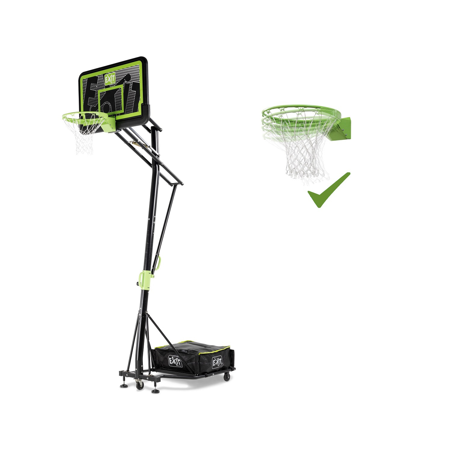 EXIT Galaxy Verplaatsbaar Basketbalbord op Wielen met Dunkring - Black Edition