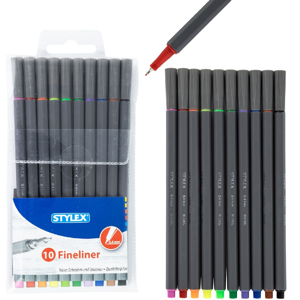 Stylex Fineliners - Gekleurd - 0,4 mm - 10 Stuks in Etui