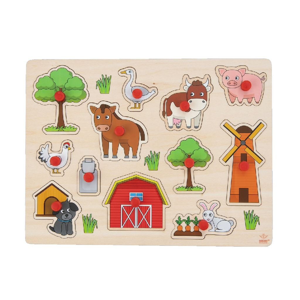 Houten Knopjes Puzzel - Boerderij 2