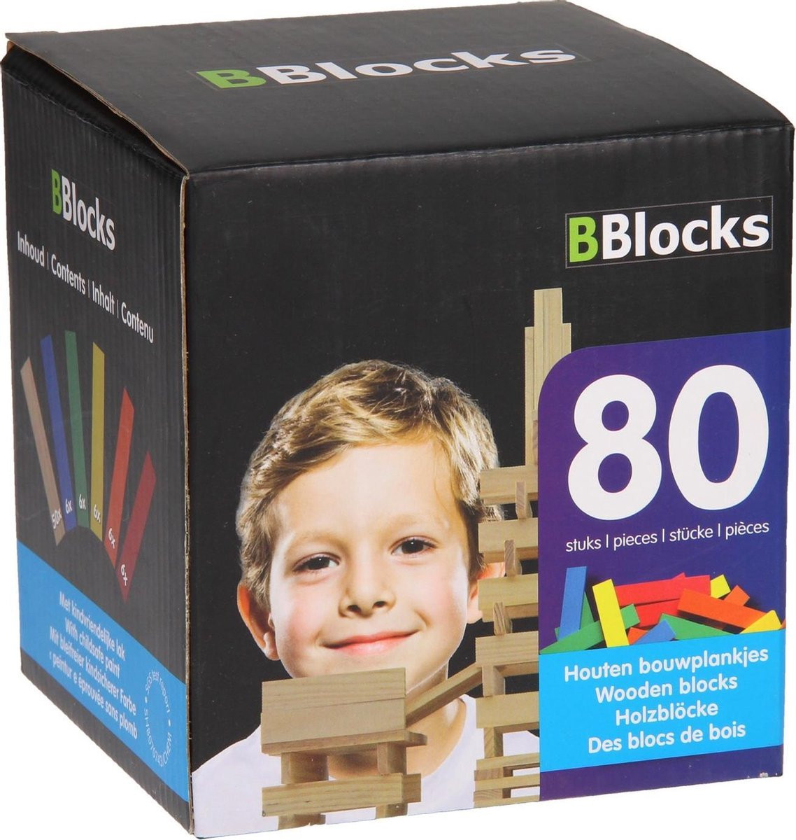 BBlocks Bouwplankjes - Hout en Kleur - 80 Plankjes 
