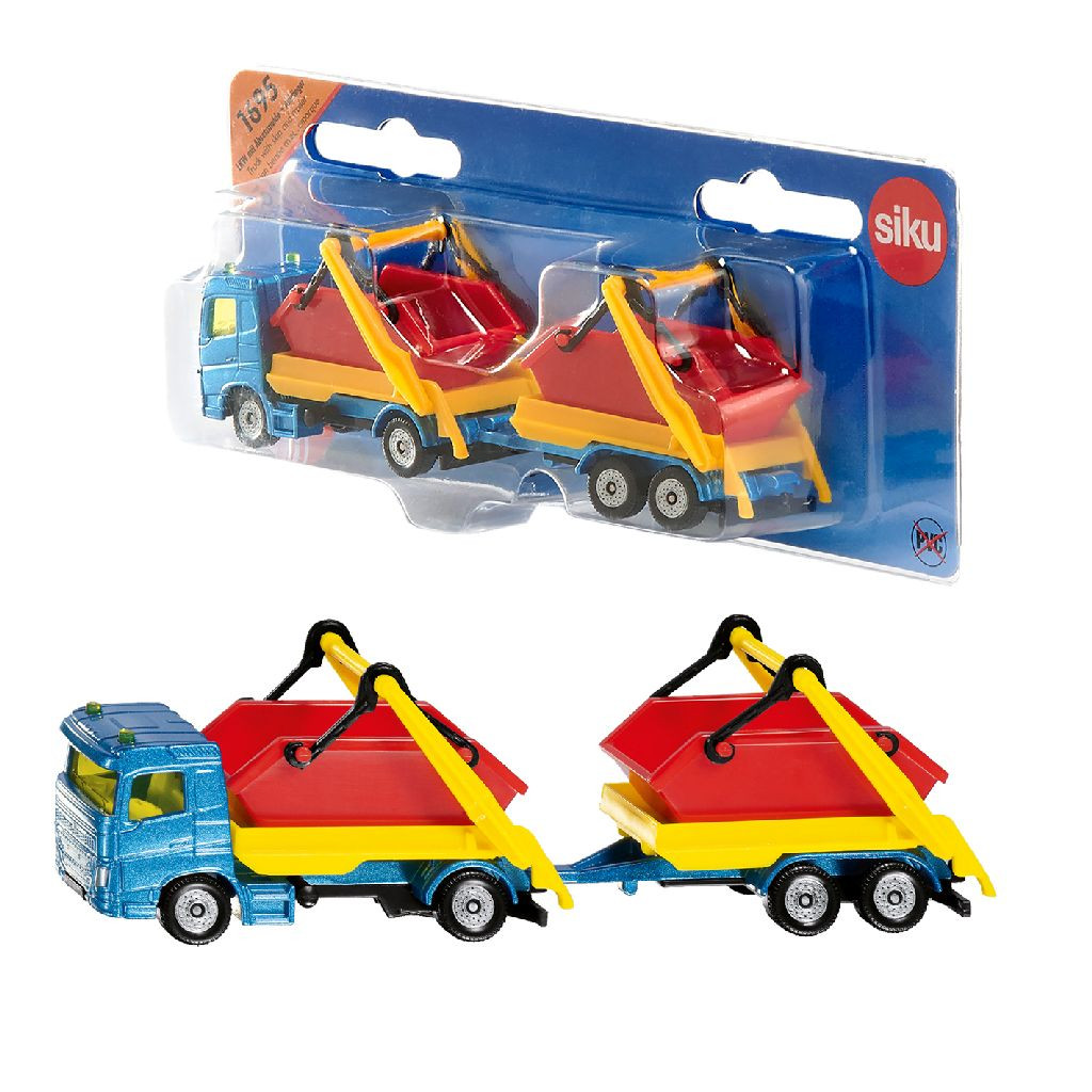 Siku 1695 Vrachtwagen en Puincontainer met Aanhanger