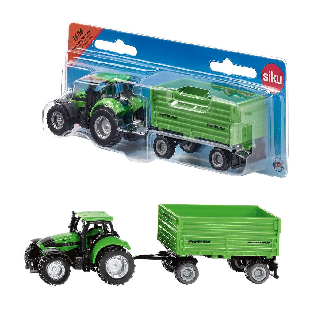 Siku 1606 Deutz met Fortune 2 Assige Aanhanger
